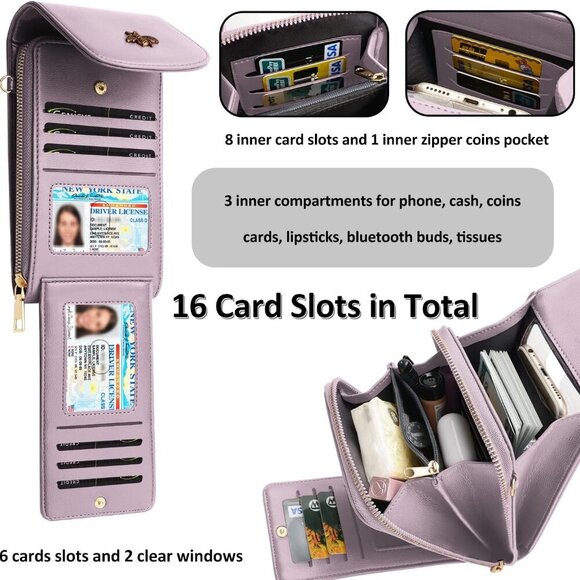 CrossBody Bags with Touchscreen Cell Phone Purse Window Zipper Pocket,RFID Block - Picture 4 of 6